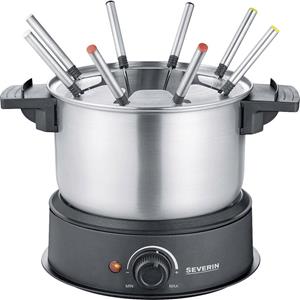 severin 2470 Fondue 1500W 8 Fonduegabeln Edelstahl (gebürstet), Schwarz