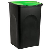 Deuba Vuilnisbak zwart/groen plastic 50L