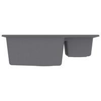 Küchenspüle mit Überlauf Doppelbecken Grau Granit - 