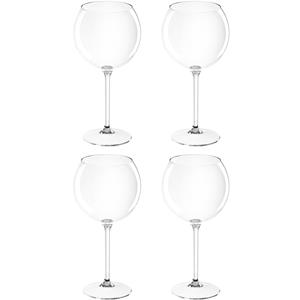 Santex Set van 4x rode wijn/gin tonic ballon glazen transparant 650 ml onbreekbaar kunststof - Herbruikbaar - Wijnen wijnliefhebbers drinkglazen