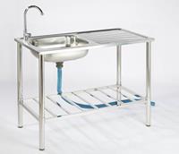 Camping/Outdoor RVS tafel met kraan, gootsteen en afvoerslang