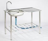 Garten Camping/Outdoor Inox tafel met gootsteen lavabo en kraan 100x77x50cm