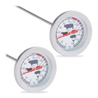 Relaxdays 2 x Einstichthermometer Grillthermometer Fleischthermometer Bratenthermometer silber