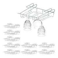 Relaxdays 10 x Weinglashalter Gläserhalterung Glasaufhängung Sektglashalter Gläserhänger silber