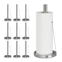 Relaxdays 10 x Küchenrollenhalter, Haushaltsrollenhalter Edelstahl, Rollenhalter stehend silber