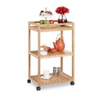 Relaxdays Servierwagen Bambus mit 3 Etagen natur