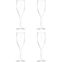 Santex Set van 4x stuks champagneglazen/prosecco flutes wit 150 ml onbreekbaar kunststof - herbruikbaar - Champagneglazen