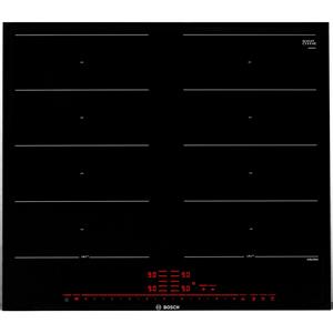 bosch Kochfeld PXX675DC1E - 4 Induktions-Kochzonen, 17 Leistungsstufen, 7.4 kW, Glaskeramik, Edelstahl, schwarz