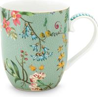 PIP STUDIO Jolie Jolie Flowers Blue Becher mit Henkel klein 0,145 l