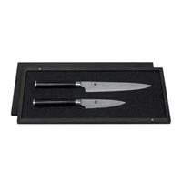 KAI Shun Classic 2-teiliges Set mit Office- & Allzweckmesser / Damaststahl mit Griff aus dunklem Pakkaholz