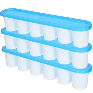 Forte Plastics 3x grote Ijsblokjes/ijsklontjes vormen met deksel blauw - 6 stuks - Ijsblokjes/ijsklontjes makers - 30 x 6 cm