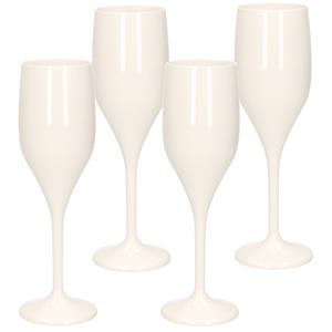 Santex Set van 10x stuks champagneglazen/prosecco flutes wit 150 ml van onbreekbaar kunststof - Champagneflutes - Champagneglazen