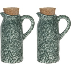 Clayre & Eef Olie- en azijnstel (set van 2) - 8*6*14 cm - groen - keramiek - rond -  - 6CE1239