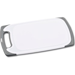 Decopatent Snijplank met Anti slip functie - Kunstof - Vaatwasmachine bestendig - Snij plank met handvat - Afm. 40 x 24 x 1 cm - Wit / Grijs