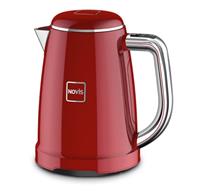 NOVIS Wasserkocher KTC1 rot, 1,6 l, 2400 W, mit elektronischer Temperatureinstellung, Metallgehäuse
