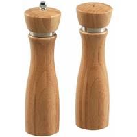 Decopatent 2-Delige SET Pepermolen & Zoutstrooier - FSC Bamboe hout - Ø6 Hoogte 21.5 Cm - Zout strooier en peper molen - Keramisch maalwerk