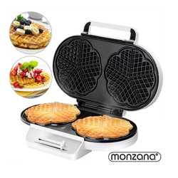 Monzana Waffeleisen Weiß 1200W Herzform