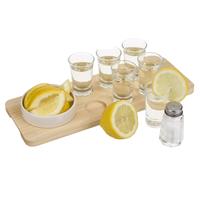 Tequilla shotjes drinken serveerplank 9-delig - Shotjes drinken met serveer accessoires