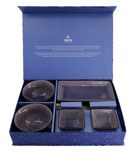 Tokyo Design Studio Glassy Blue Wave Design sushi serviesset 8-delig