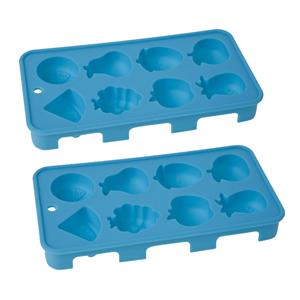 Cosy & Trendy Set van 2x stuks ijsblokjes/ijsklontjes fruitvorm voor 8 blokjes - ijsblokjesvorm