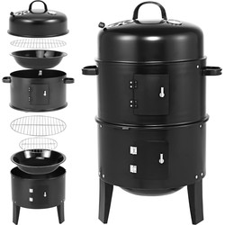 Deuba 3in1 Smoker inkl. Thermometer leichter Transport Räucherofen Holzkohlegrill BBQ Rundgrill Räuchertonne