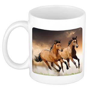 Dieren Bruin Paard Foto Mok 300 Ml - Cadeau Beker / Mok Paarden Liefhebber