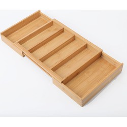 Decopatent Uitschuifbare bestekbak 4 Vaks -> Uitschuifbaar naar 6 Vaks - Keukenla Bestek organizer bamboe hout - 55 x 33 x 5 Cm.