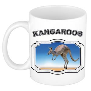 Dieren Liefhebber Kangoeroe Mok 300 Ml - Kerramiek - Cadeau Beker / Mok Kangoeroes Liefhebber