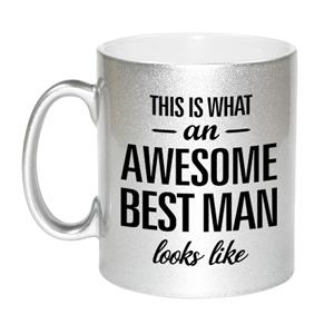 This Is What An Awesome Best Man Looks Like Tekst Cadeau Mok / Beker - Zilver - 330 Ml - Bruiloft Getuige Kado