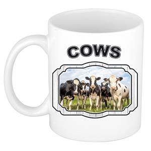 Dieren Liefhebber Koe Mok 300 Ml - Kerramiek - Kudde Koeien - Cadeau Beker / Mok Nederlandse Koeien Liefhebber