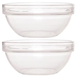 2x Glazen Schaal/kom 23 Cm - Sla/salade Serveren - Schalen/kommen Van Glas - Keukenbenodigdheden