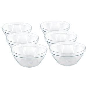 6x Glazen Keuken Schaaltjes/kommetjes Pompei 14 Cm/500 Ml - Schalen/kommen/mengkommen Van Glas