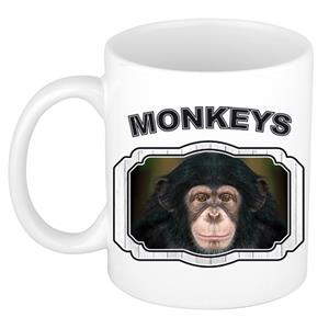 Dieren Liefhebber Leuke Chimpansee Mok 300 Ml - Kerramiek - Cadeau Beker / Mok Apen Liefhebber