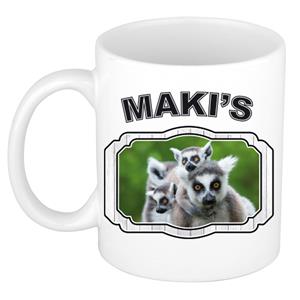 Dieren Liefhebber Maki Mok 300 Ml - Kerramiek - Cadeau Beker / Mok Maki Apen Liefhebber