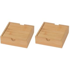 8x Bamboe Houten Glas Onderzetters Vierkant 10 Cm - Onderzetters Voor Glazen En Bekers