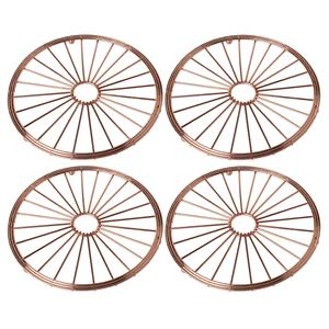 Set Van 4x Stuks Ronde Pannen Onderzetters Van Metaal Koper/rose 20 Cm - Onderzetters Voor Ovenschalen En Kookpannen