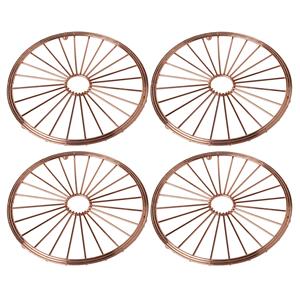 Set Van 4x Stuks Ronde Pannen Onderzetters Van Metaal Koper/rose 20 Cm - Onderzetters Voor Ovenschalen En Kookpannen