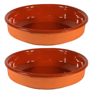 2x Tapas Schalen Bruin/ Terracotta 35 Cm - Tapas Serveerschalen/borden/ovenschalen