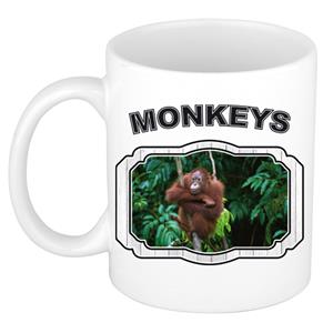 Dieren Liefhebber Orang Oetan Mok 300 Ml - Kerramiek - Cadeau Beker / Mok Apen Liefhebber