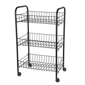 Zwarte Keuken Trolley Met Manden Op Wielen 40 X 26 X 62 Cm - Keukentrolley - Keuken/badkamer Rekje Van Metaal