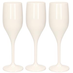 Set Van 6x Stuks Champagneglazen/prosecco Flutes Wit 150 Ml Onbreekbaar Kunststof - Herbruikbaar - Champagneglazen