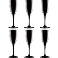 Set Van 6x Stuks Champagneglazen/prosecco Flutes Zwart 150 Ml Onbreekbaar Kunststof - Herbruikbaar - Champagneglazen