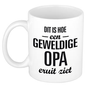 Dit Is Hoe Een Geweldige Opa Eruitziet Cadeau Koffiemok / Theebeker - Wit - 300 Ml - Verjaardag / Bedankje