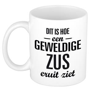 Dit Is Hoe Een Geweldige Zus Eruitziet Cadeau Koffiemok / Theebeker - Wit - 300 Ml - Verjaardag / Bedankje