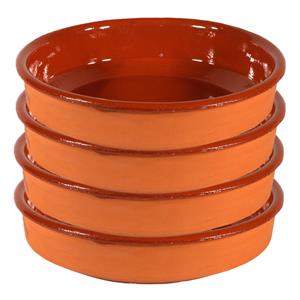 4x Tapas Schalen Bruin/ Terracotta 35 Cm - Tapas Serveerschalen/borden/ovenschalen