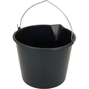 1x Stuks Stevige Zwarte Huishoud Emmers 20 Liter Met Tuit - Klusemmers/bouwemmers/schoonmaakemmers