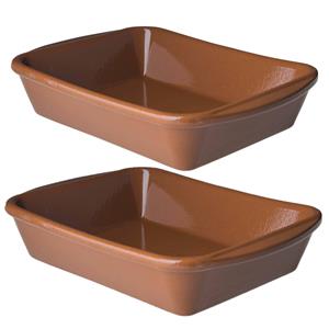 Set Van 2x Stuks Tapas Schalen Terracotta 18 X 14 X 4,5 Cm - 0,5 Liter Ovenbestendig - Ovenschalen - Tapas Schalen