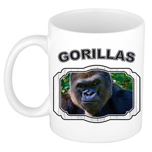 Dieren Liefhebber Stoere Gorilla Mok 300 Ml - Kerramiek - Cadeau Beker / Mok Gorilla Apen Liefhebber