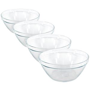 4x Glazen Keuken Schaaltjes/kommetjes Pompei 14 Cm/500 Ml - Schalen/kommen/mengkommen Van Glas