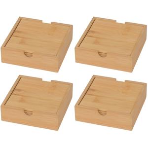 16x Bamboe Houten Glas Onderzetters Vierkant 10 Cm - Onderzetters Voor Glazen En Bekers